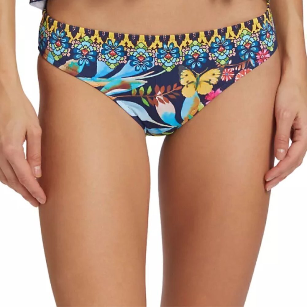 Johnny Was "Ocean Dreamer" Printed Hipster Bikini Bottom, Multicolor